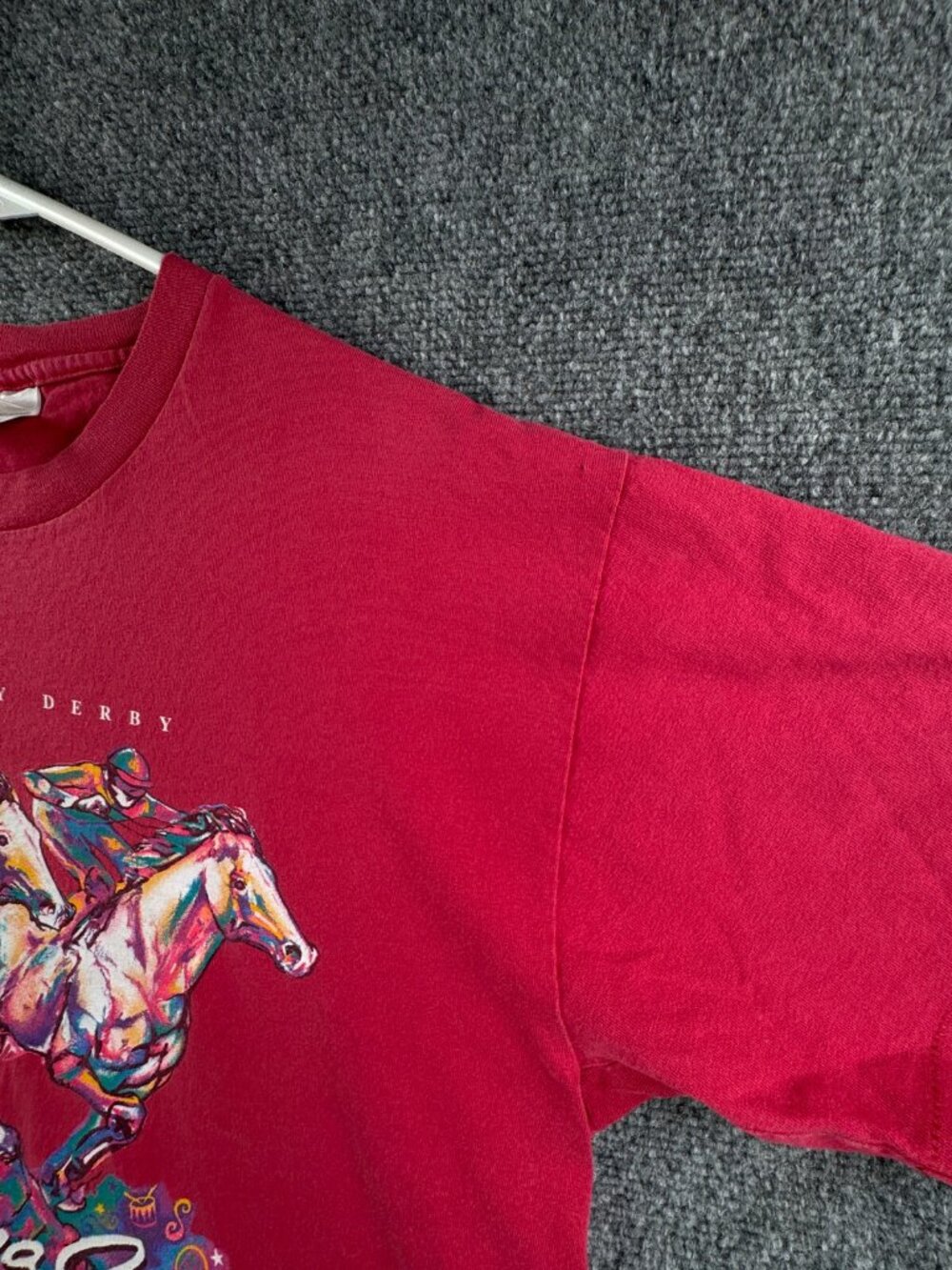 VTG Kentucky Derby 1997 Red T Shirt USA Large Short Sleeve Cotton Horse Racing - Picture 12 of 15